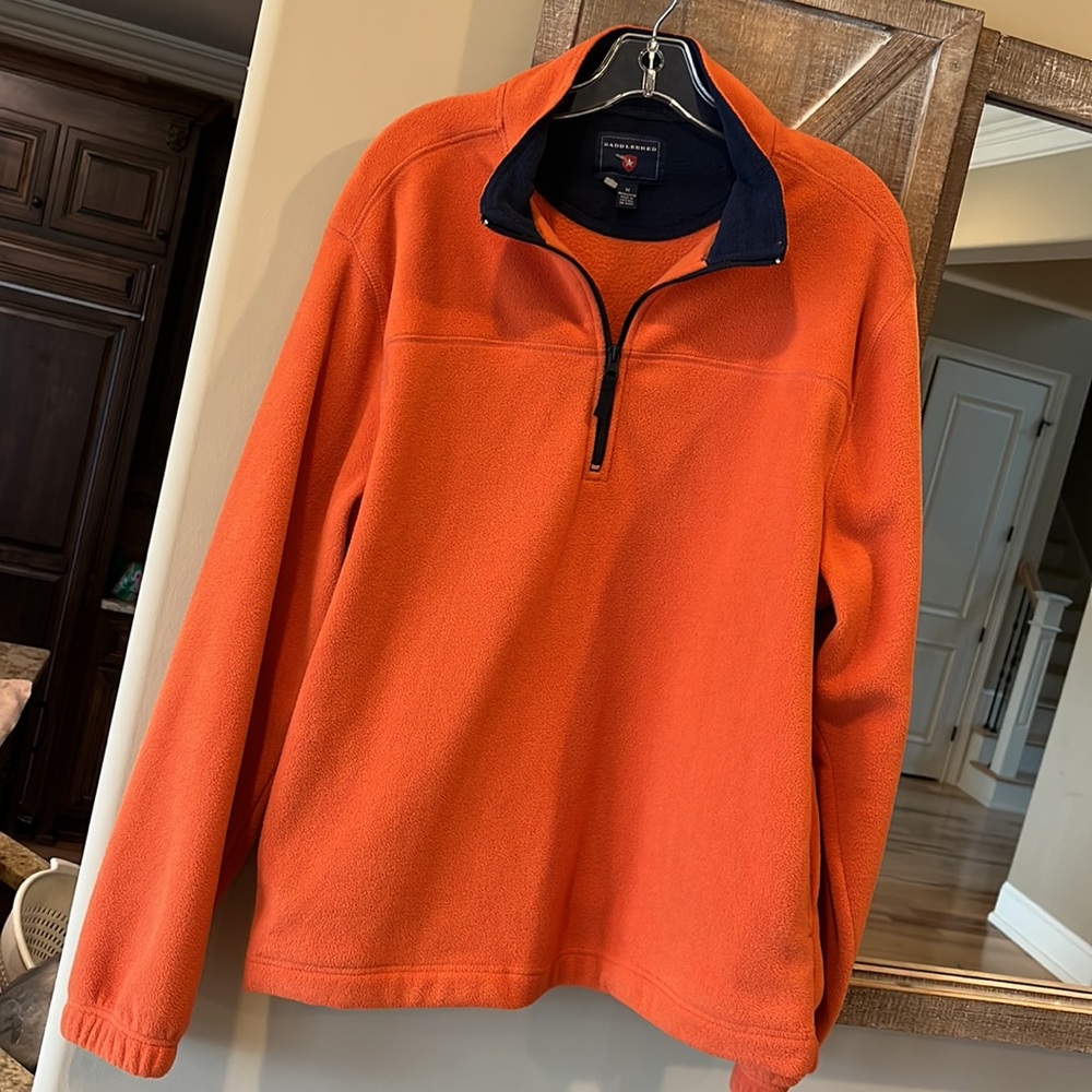 Comfy Fleece Pullover Orange Sweatshirt Saddlebred Mens Medium